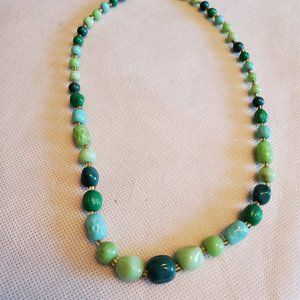 16" Multi Green Shade Jade Bead Necklace Strand